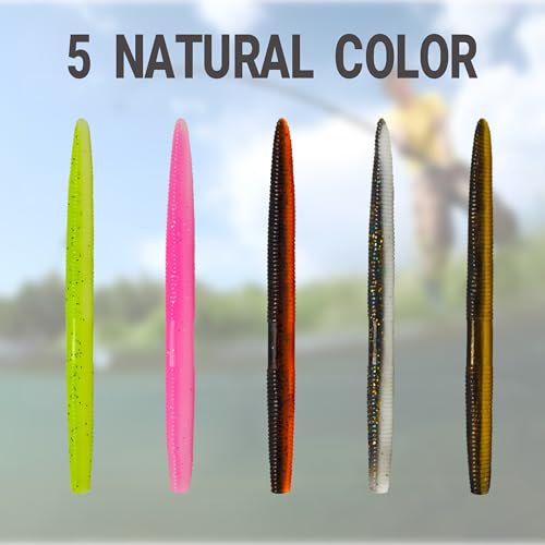 Senko Worms for Bass Fishing, Wacky Worms, Reaction Lure, Soft Plastic Bait for Ned rig, Fishing Lure Kit for Freshwater Bass - size: Senko01