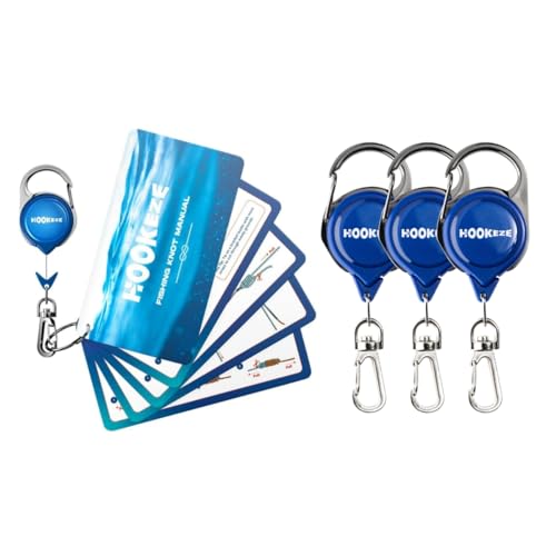 HOOK-EZE Fly Fishing Zinger Retractor (3 Pack), Fishing Knot Tying Cards to 8 Essential Fishing Knots, Come with A Fly Fishing Zinger Retractor