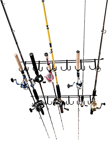 Rack'Em Fishing Rod Racks - Pole Holders - Mounted Storage Racks for Rods - Ceiling or Wall Mount for Poles in Garage, Boat - color: Multicolor