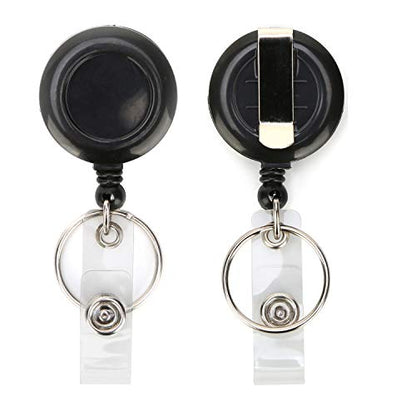 2Pack Black Lanyards with Horizontal ID Badge Holder and Retractable Reel | Lightweight with Clip,for Office,Keys etc - color: 2 Pack-black With Badge Reel and Badge Holder