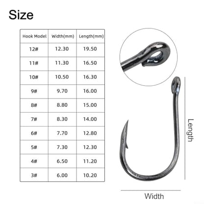 High Carbon Steel Fishing Hooks Set, Assorted Sizes Fly Fishing Hook Kit with Plastic Box, Barbed Terminal Tackle for Freshwater Saltwater Angling, 100 or 500 Pieces(500 per box) - size: 500 per box