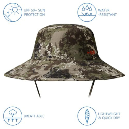 BASSDASH UPF 50+ Breathable Sun Hat with Removable Face Cover and Neck Flap Wide Brim Bucket Hat for Fishing Hiking Men Women - color: Grunge Camo