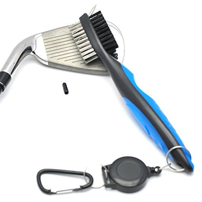 Mile High Life Microfiber Waffle Pattern Golf Towel | Club Groove Cleaner Brush | Foldable Divot Tool with Magnetic Ball Marker (Blue Towel/Brush/Bone Divot) - color: Blue Towel/Brush/Bone Divot