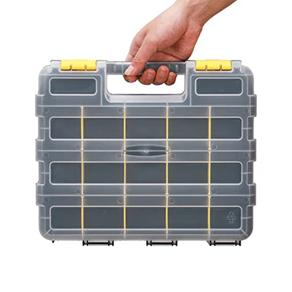 MIXPOWER 34-Compartment Double Sided Organizer with Impact Resistant Polymer and Customizable Removable Plastic Dividers, storage and carry, Black/Yellow - size: 12.5-inch-Yellow