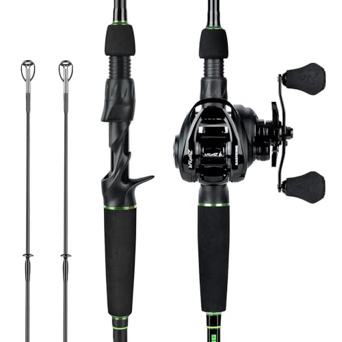 KastKing Zephyr Dual-Tip Fishing Rod and Reel Combo,Spinning & Baitcaster Combo,Dual Tips Section for Different Powers,IM6 Graphite 2-Piece Rod with Extra Tip,Sensitive & Powerful,Freshwater Fishing - style: Cast: 6'0"- Ml& M- Dual-tip Rod - Right Handed(