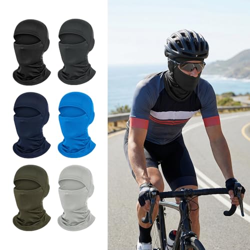 3-6Pcs Balaclava Face Mask, Ski Mask for Men Women, Lightweight UV Protection Hood Breathable Cycling Fish - color: 6pcs-6black-a