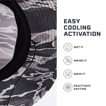 MISSION Cooling Bucket Hat - Unisex Wide-Brim Hat for Men & Women - Lightweight, Foldable & Durable - Cools Up to 2 Hours - color: Matrix Camo Silver