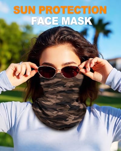 4Pack Neck Gaiter for Men Women Face Cover Mask Head Wrap Balaclava Headwear Bandana Headband Magic Scarf - color: A-camo3