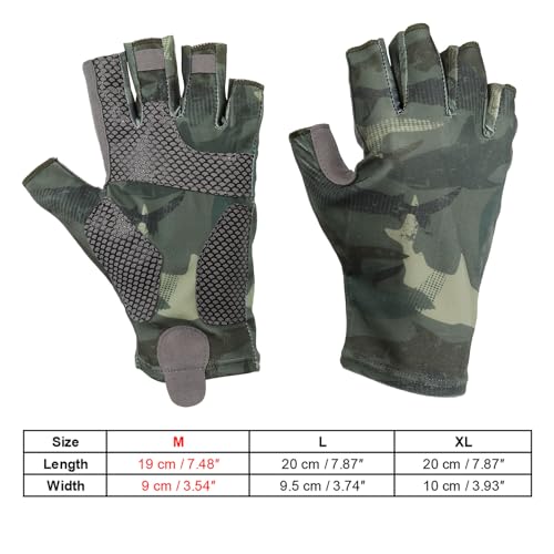 PATIKIL Fishing Gloves, Breathable Fingerless Sun Protection Gloves for Men Women Kayaking Rowing Cycling Hiking - color: Green, size: Medium