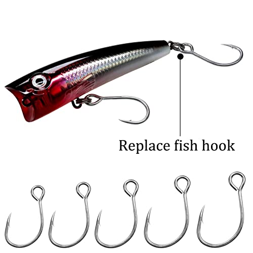 THKFISH 50pcs/100Pcs Box Inline Single Hooks Replacement Fishing Hooks for Lures Baits Inline Circle Hooks Large Eye with Barbed Saltwater Freshwater #2#1 1/0 2/0 3/0 - color: 50pcs-silver