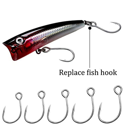 THKFISH 50pcs/100Pcs Box Inline Single Hooks Replacement Fishing Hooks for Lures Baits Inline Circle Hooks Large Eye with Barbed Saltwater Freshwater #2#1 1/0 2/0 3/0 - color: 50pcs-silver