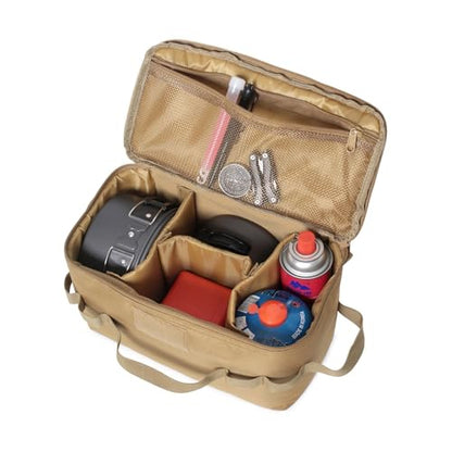 Fishing Tackle Bag Outdoor Camping Cookware Tool Bag Portable Large Capacity Tote Storage Bag Picnic Tactical Soft Case (Tan(13.38''L x 6.69''W x 7.48''H)) - color: Tan(13.38''L x 6.69''W x 7.48''H)
