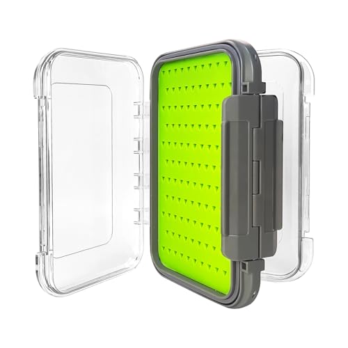Aventik Silicone Fly Fishing Box Jig Box Waterproof Streamer flies Case Double Sided Clear Lid Storage Lure Case Saltwater Freshwater (MB:6.08x4x1.57inch) - style: MB:6.08x4x1.57inch