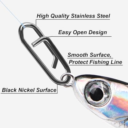 Fishing Power Clips, 200pcs Fishing Speed Clips for Fishing Lure Quick Change, High Strength Stainless Steel Clips Snap Freshwater Saltwater Crankbait Popper Lure Connector Tackle - size: 200pcs (5 Sizes):#13,#18,#25,#30