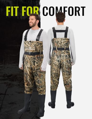 TIDEWE Bootfoot Chest Wader, 2-Ply Nylon/PVC Waterproof Fishing Hunting Waders with Boot Hanger for Men Women Green Brown - color: Next Camo Evos, size: 11