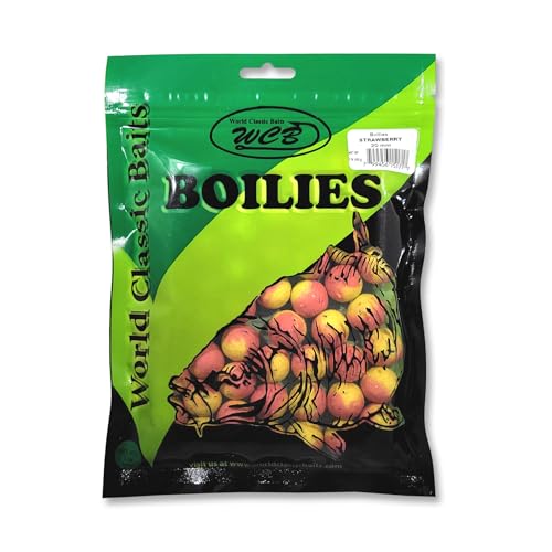 WCB Carp Baits High Protein Boilies 20 mm 1 lb Bag - Carp Bait - Ideal for Carp Fishing - style: Flavor: Strawberry