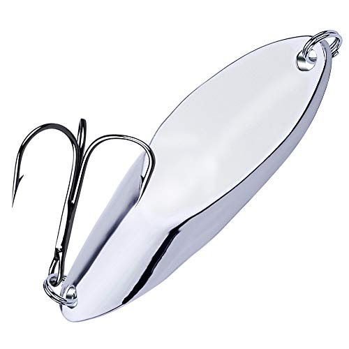 PROBEROS Fishing Spoons Lures Bass Baits Jigging Bait Tackle with Treble Hooks Hard Metal Spoon Fishing Lure Weight Pick 10 Pcs/Pack Silver Gold - color: 10PCS Silver, size: 3G/0.1OZ