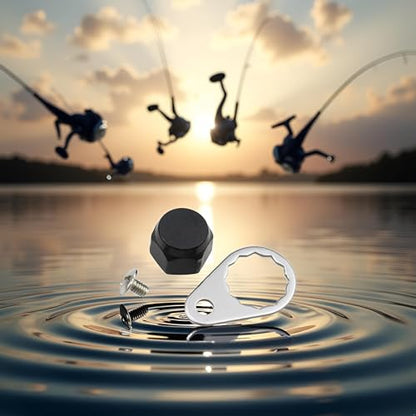 M7 Fishing Reel Screws Nut Caps, Metal Fishing Reel Handle Screw Cap Crank Nuts and Locking Plate Replacement for Left and Right Hand Plate DIY Fishing Accessory Fishing Reel Replacement Parts