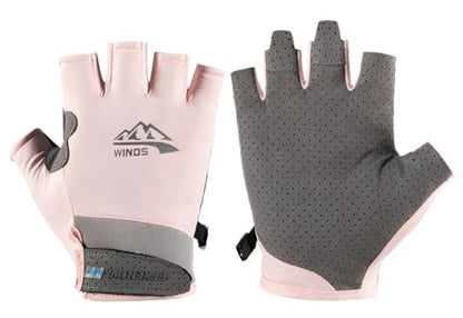 SUJAYU UV Protection Gloves - Women & Men's Fingerless Driving, Fishing & Sailing Gloves with UV & Sun Protection - color: Pink, size: Medium