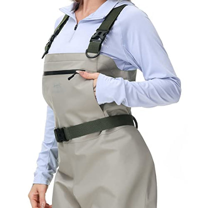 BASSDASH IMMERSE Women’s Breathable Stocking Foot Fishing Waders Waterproof Lightweight Chest Wader - size: Medium 6-7