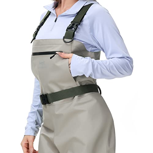 BASSDASH IMMERSE Women’s Breathable Stocking Foot Fishing Waders Waterproof Lightweight Chest Wader - size: Large 8-9
