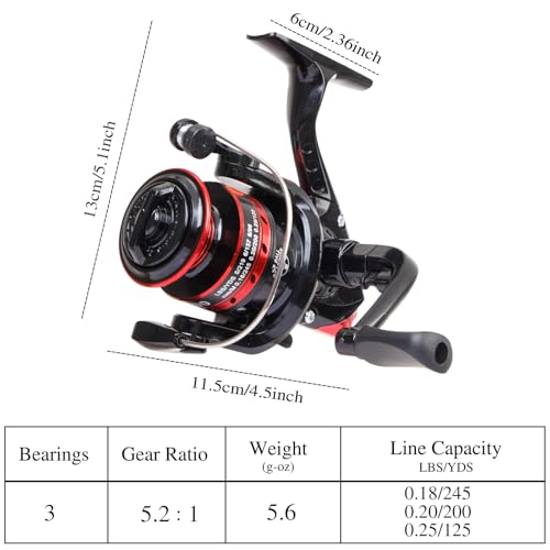 I00000 Fishing Rod and Reel Combos with Fiberglass Telescopic Fishing Pole - Spinning Reel Fishing Carrier Bag, Freshwater and Saltwater Fishing Rod Kit,Travel Fishing Kit for Bass Trout - color: Black and Red