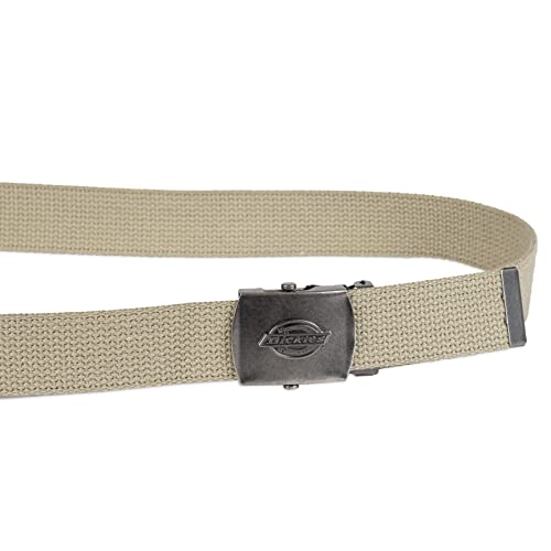 Dickies mens Fabric Web Plaque Logo Buckle Belt - Fits Up to Size 42" Waist - color: Tan, size: One Size - Cut to Fit