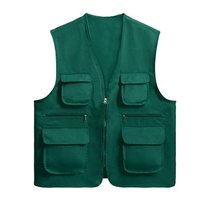 Unisex Men's Women's Lightweight Fishing Tank Vest Casual Outdoor Hiking Travel Cargo Jacket Waistcoat Multi Pockets - color: Green, size: Medium