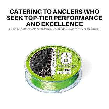 Ray Fishing Toughness 8 Strands Braided Fishing Line | Cast Further & Lasts Longer, Greater Abrasion Resistance, Strong Knot Strength, Smaller Diameter, Fresh and Salty - color: Lime Green, size: 0.14mm-15Lbs