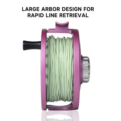 Maxcatch Tino Fly Fishing Reel, Large Arbor All Aluminum with CNC Cutting Trout Fly Reels, 3/4 5/6 7/8wt - color: Reel Only (Purple), size: 7/8wt