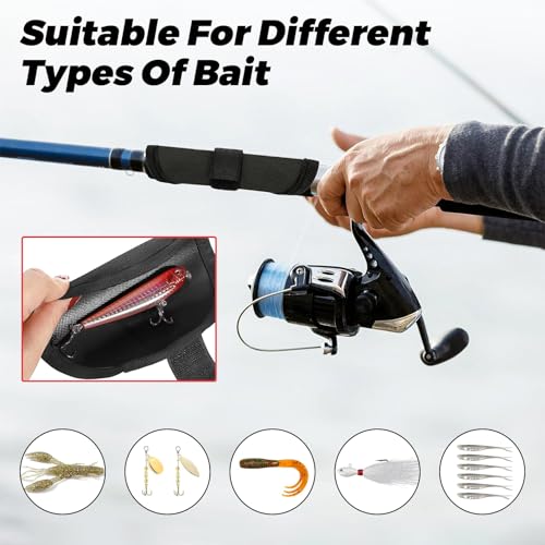 8 Pieces 5.9''/15 CM Fishing Hook Covers Shield, Fishing Lure Covers Protector, Lure Wraps Guard with Touch Fastener for Fisherman Rod Bait Pole Reel Storage Sleeve - color: Black