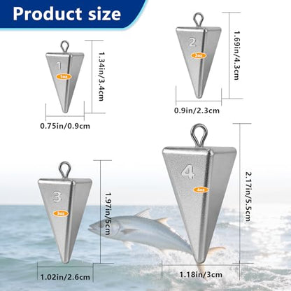 Pyramid Sinkers Fishing Weights Sinkers, Saltwater Fishing Weights Assortment Pyramid Weights for Surf Fishing - size: 4oz-6pcs