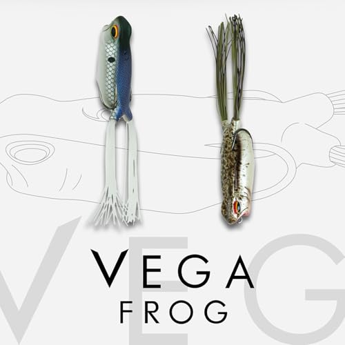 6th Sense – Vega Frog – Topwater Frog Bait – Bass Fishing – Walk, Skip, Spit, & Pop – 5/0 Braid Hook - color: Baby Bullfrog