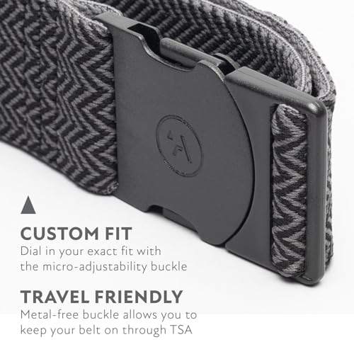 Arcade The Original Unisex Adventure Belt, Heavy Duty Elastic Webbing, Non-Metal Travel Friendly Buckle - color: Ranger Hemingway - Black/Black, size: Standard (Up to 40"); 1.5" Wide