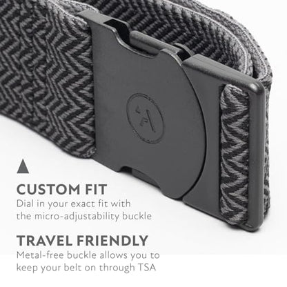 Arcade The Original Unisex Adventure Belt, Heavy Duty Elastic Webbing, Non-Metal Travel Friendly Buckle - color: Ranger Hemingway - Black/Black, size: Standard (Up to 40"); 1.5" Wide