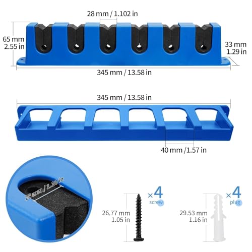 DZrudun Vertical Fishing Rod Holder for Garage Wall Mounted - 6 Rods Fishing Pole Storage Rack with Damage-Free EVA Grip, Interlocking Fishing Pole Holders for Garage Organization, Best Fish Gifts Men - style: Vertical Blue,1Pair