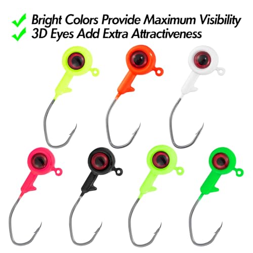 Dr.Fish Crappie Jig 3D Eyes Fishing Jig Head Freshwater Crappie Trout Panfish Hook Bass Fishing Lure 1/32oz 1/16oz 1/8oz - color: White, size: 1/8oz(#2)-10 Pack