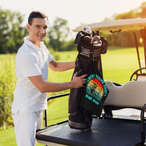 NIENIE Lucky Fishing Shirt Do Not Wash Golf Towel 16 x 24 Inch Golf Towels for Golf Bags with Carabiner Clip Microfiber Sports Golf Towel Men Women Golf Accessories