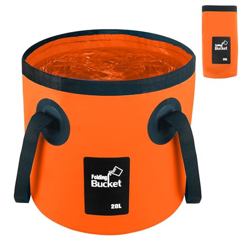 5 Gallon Bucket, Collapsible Bucket with Handle for Outdoor Beach Fishing Gardening, Folding Car Wash Buckets Mop Water Storage Laundry Wash Basin for RV Household Cleaning Supplies Camping Essentials - size: 20L