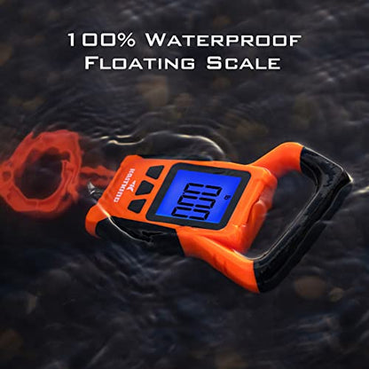KastKing Fish Scale, WideView Floating Waterproof Digital Scale, 2.5” Large LCD Display, 110lb Capacity, Multi-Mode Pound/Ounces & Kilograms, Stores up to 9 Weights, Fishing Gifts for Men - color: B: Orange combo