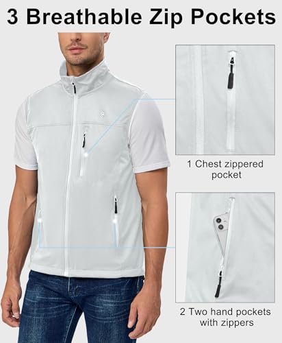Little Donkey Andy Men's Lightweight Softshell Vest, Windproof Sleeveless Jacket for Running, Hiking, Cycling, Golf - color: White, size: Small