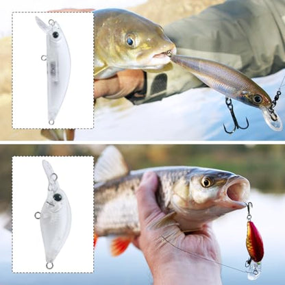 30pcs Fishing Lures Blank Kit DIY Unpainted Crankbait Hard Baits | Unpainted Fishing Lures Whopper Plopper Blank Kit for Bass Trout Perch Panfish Salmon Topwater Lure Freshwater Saltwater