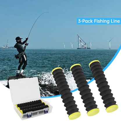 Conskyee 3 PCS Fishing Line Spool Storage Organizer - 12 Slots Each, Tangle-Free Line Winder with Storage Box, Length 20 cm for Fishing Lines, Hooks & Small Gear