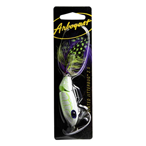 Arbogast Jointed Jitterbug 2.0 Topwater Bass Fishing Lure, 2 1/2 Inch, 3/8 Ounce - color: White Zombie