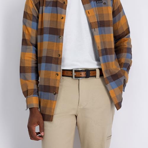 Columbia Men's Leather Casual Belt Tan & Brown Classic Style for Everyday Wear - color: Tan Overlay, size: Medium (34-36)