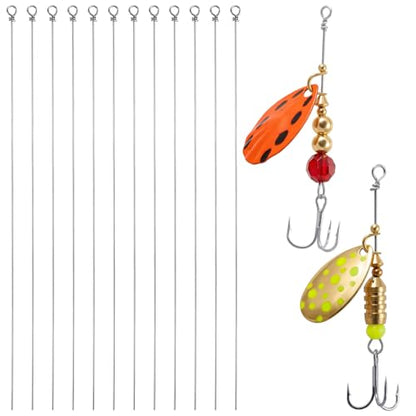 100PCS Fishing Wire Spinner, Stainless Steel Lure Making Supplies Kit for Hanging Fishing Spinners Rigs for Crafts - size: 0.8*16 cm