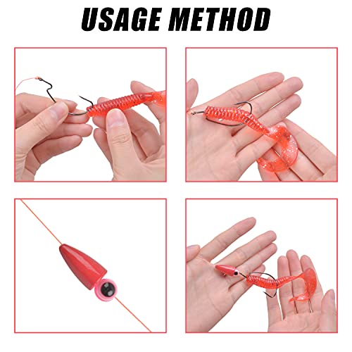 Bullet Fishing Sinkers Bass Fishing Weights Kit, 60pcs Worm Fishing Slip Weights Painted Pitching Flipping Weight Worm Weights for Bass Fishing Texas Rig Carolina Rig - style: Red-60pcs