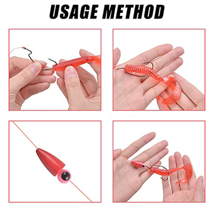 Bullet Fishing Sinkers Bass Fishing Weights Kit, 60pcs Worm Fishing Slip Weights Painted Pitching Flipping Weight Worm Weights for Bass Fishing Texas Rig Carolina Rig - style: Red-60pcs