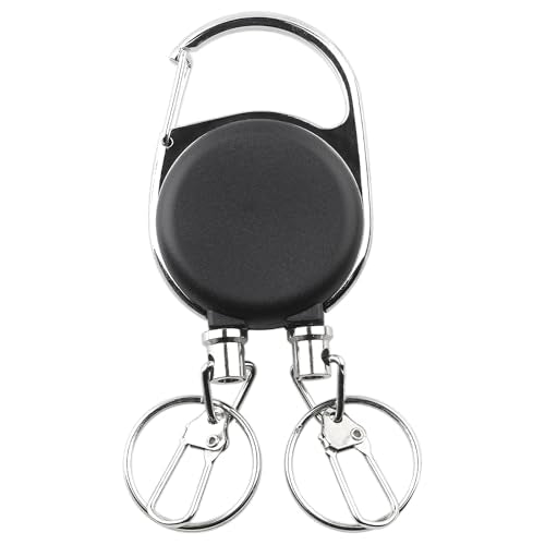 Dual Tool Fishing Retractor, Heavy Duty 2-Hook Retractable Zinger, 16.93" Cord 360° Swivel, Double Tool Holder for Nippers Forceps Pliers Scissors, Saltwater Freshwater Fishing Accessories