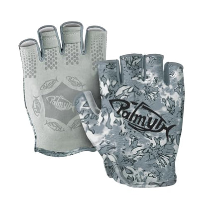 Palmyth Stubby UV Fishing Gloves Sun Protection Fingerless Glove Men Women UPF 50+ SPF for Kayaking, Paddling, Canoeing, Rowing, Driving - color: Ashen, size: X-Large